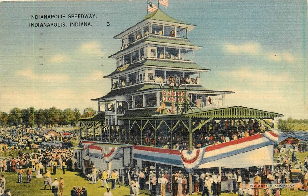 1944 Indianapolis Indiana Speedway People occupation Tichnor Postcard 25-7841