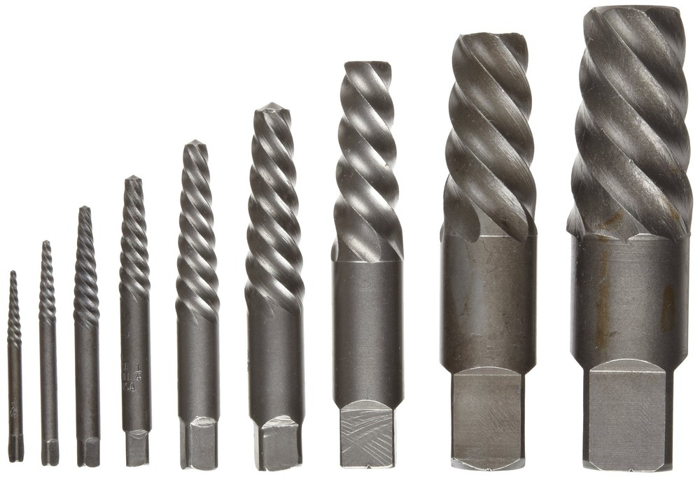 Chicago Latrobe 800 Series 9-Piece Bright Finish Screw Extractor Set with Wire