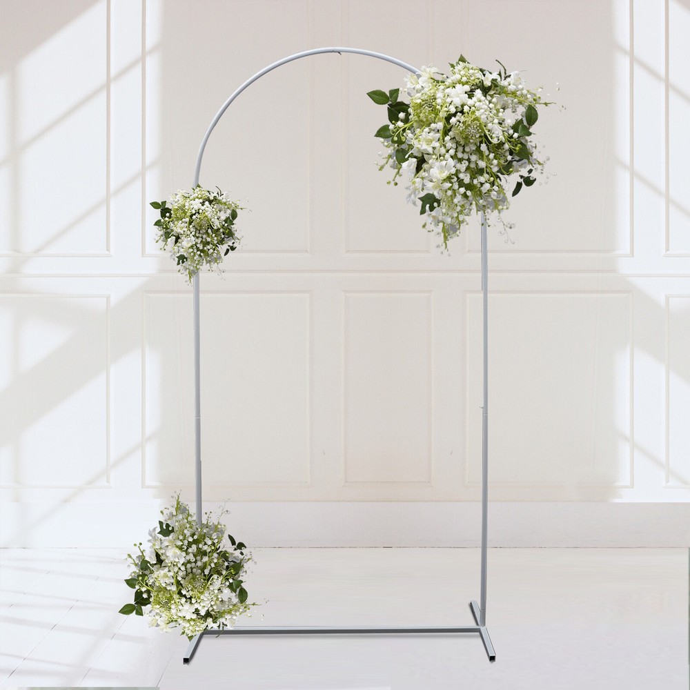 6.5ft White Metal Wedding Arch Garden Arbor Flower Backdrop Stand for Parties