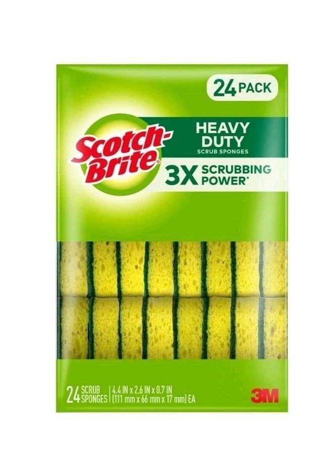 Scotch-Brite Heavy Duty Scrub Sponges, Individually Wrapped 24 ct.