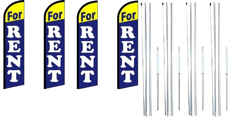 For Rent Windless Flag With Complete Hybrid Pole set- 4 pack