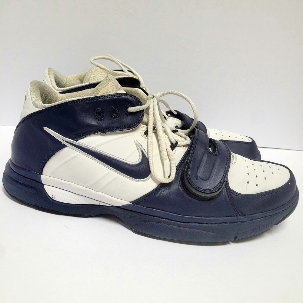 Nike Zoom Kobe Trainer Racehorse 2007 Basketball Shoes Sz 17 WHITE NAVY BLUE