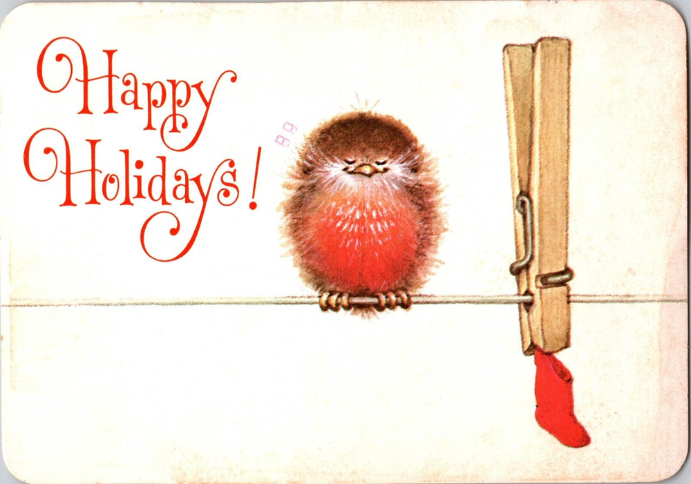 Vtg Postcard Happy Holidays, With Every Good Wish for a Happy New Year-image