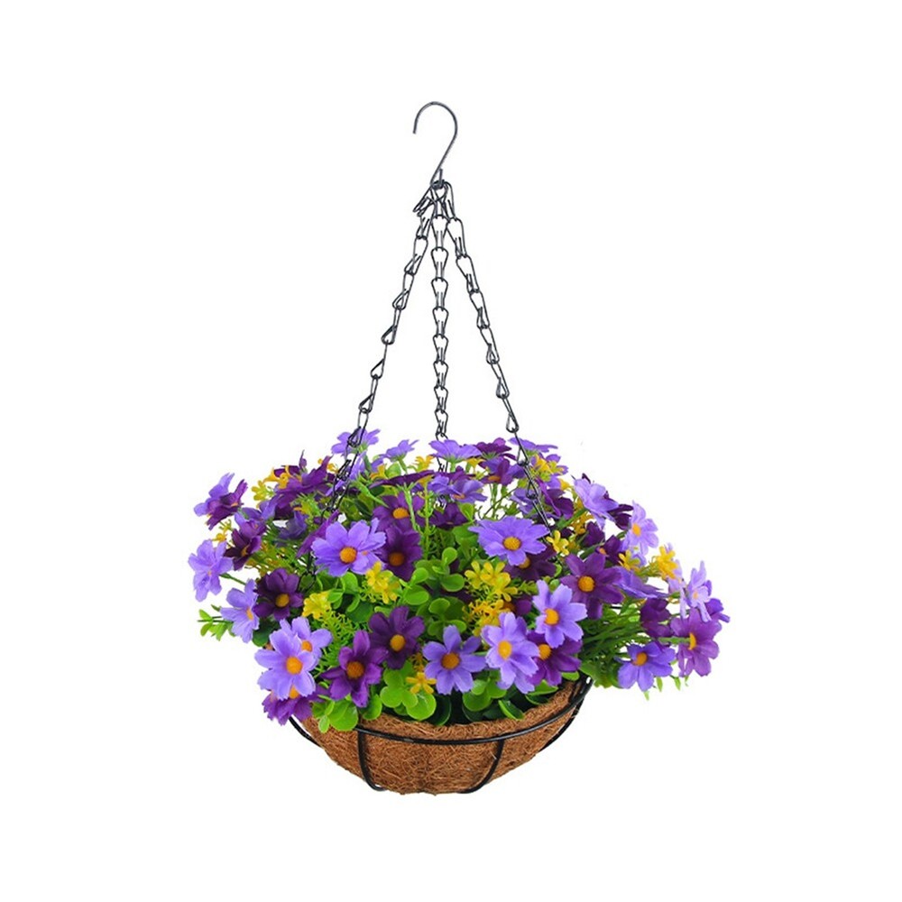 Artificial Hanging Flowers in Basket for Patio Lawn Garden Decor, for the8041