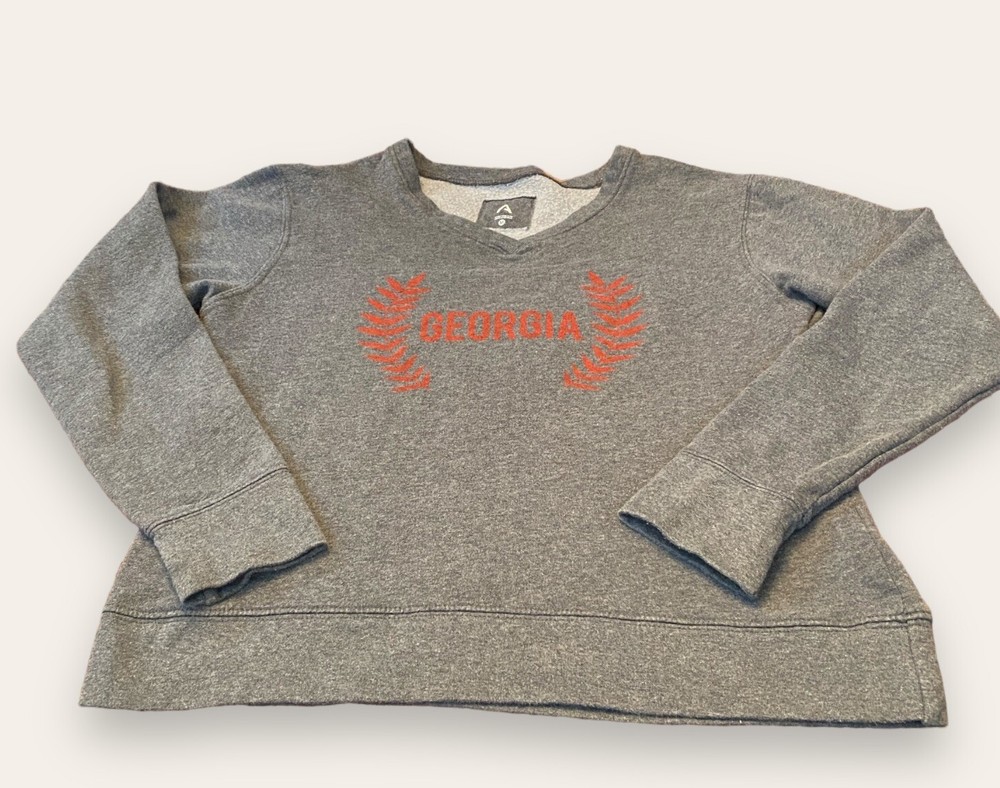 University Of Georgia Sweatshirt Women Medium Grey Pullover UGA Bulldogs NCAA