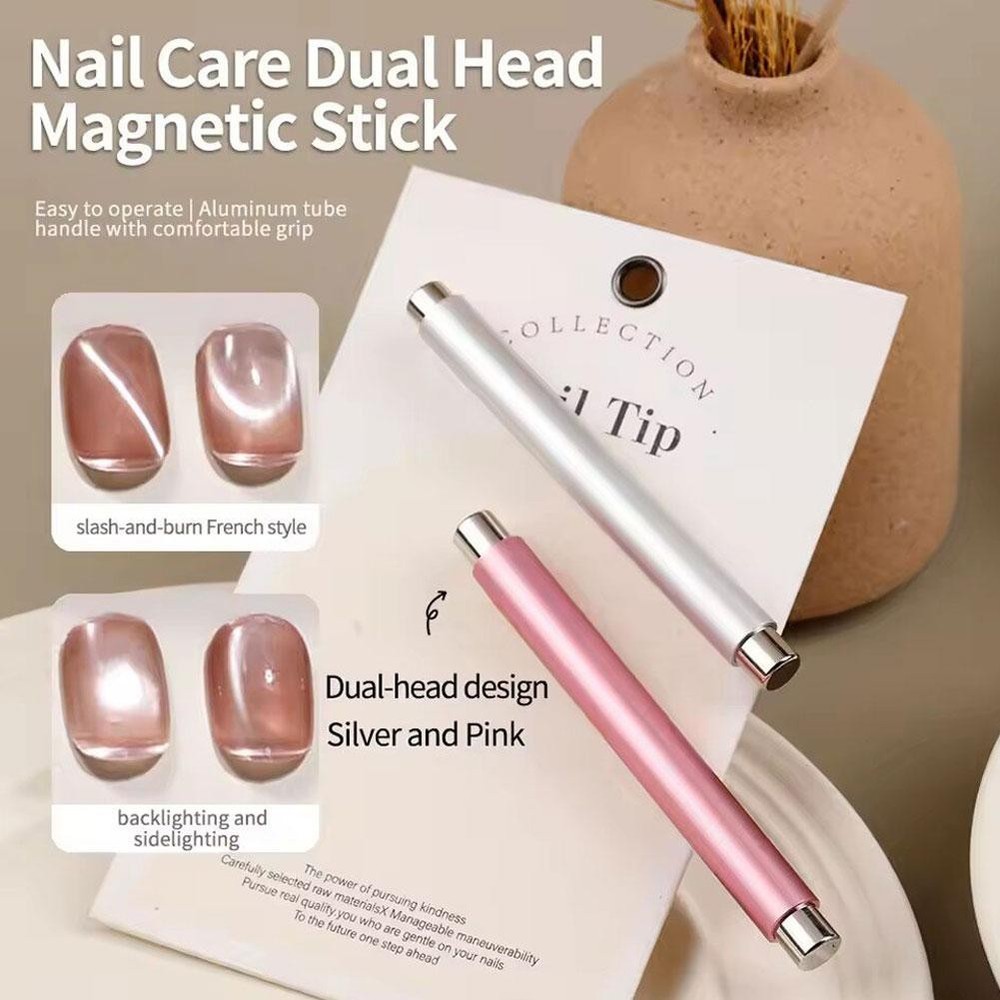 Double Head Magnetic Nail Art Tool for Cat Eye DIY Manicure in Purple Pink Silver-image