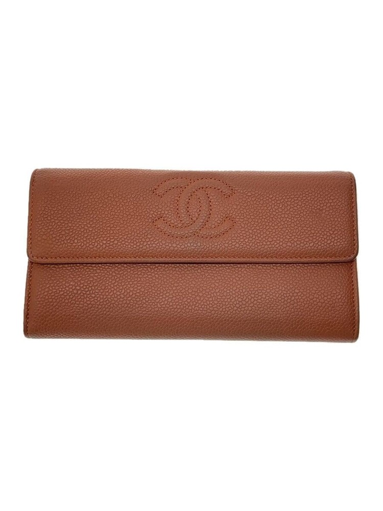 CHANEL Coco Mark Caviar Leather Long Flap Wallet in Pink F/S Pre-Owned