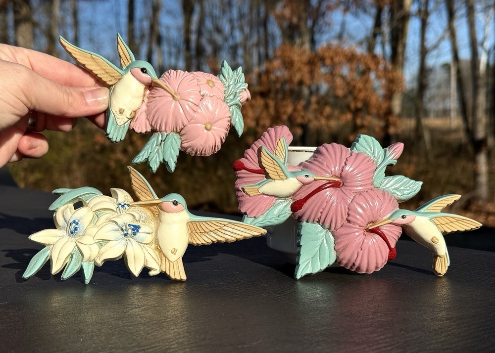 1993 Burwood Products Hummingbird Plastic Hanging Wall Decor #3303 Set Of 3