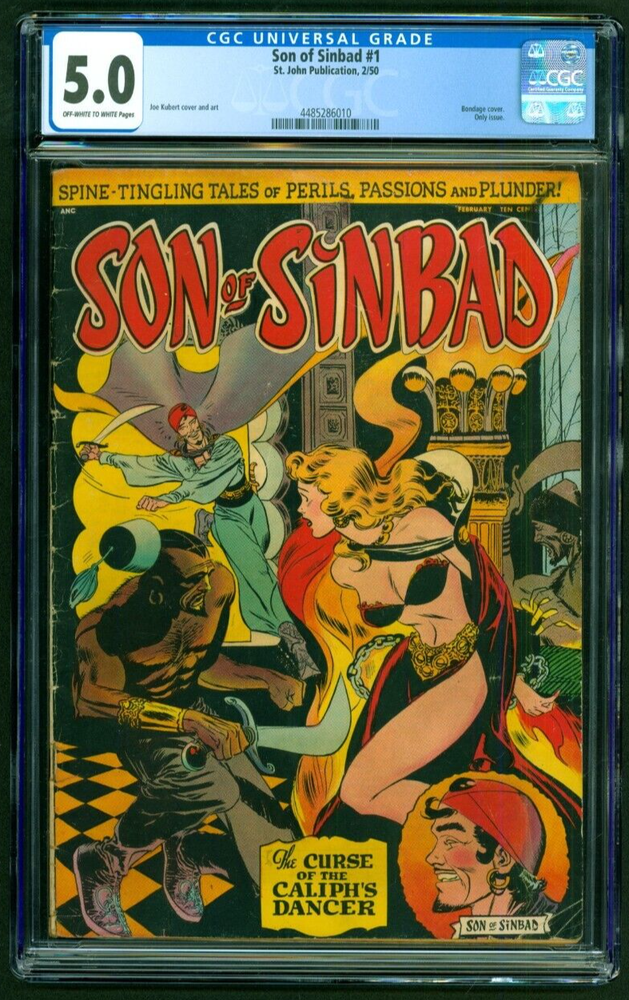 Son of Sinbad #1 (1950) St. John - CGC 5.0 VG/FN Joe Kubert Bondage Cover