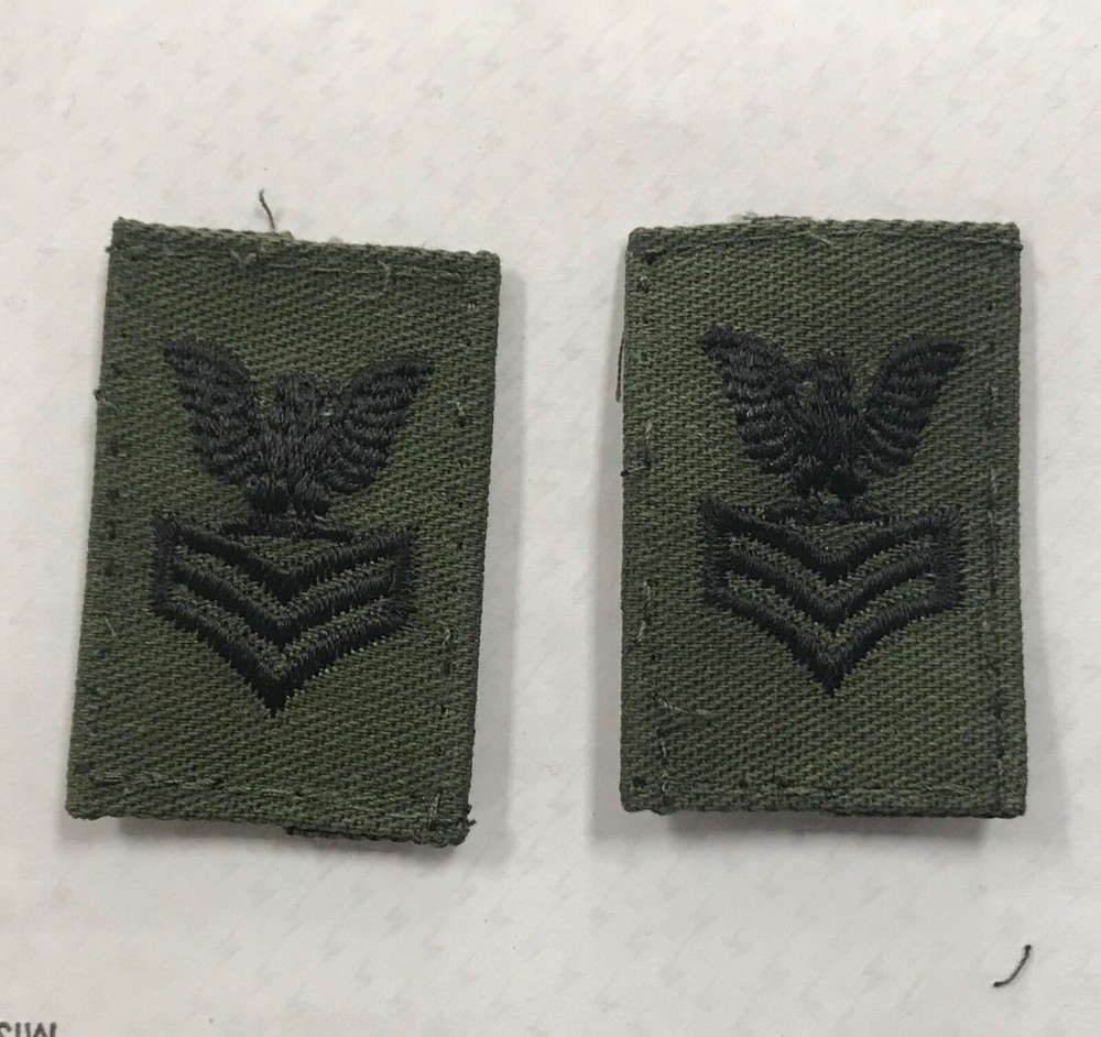 US Navy Petty Officer Rank for BDU SHIRT Camo Shirt Patch PO1 COLLAR Sew-ON