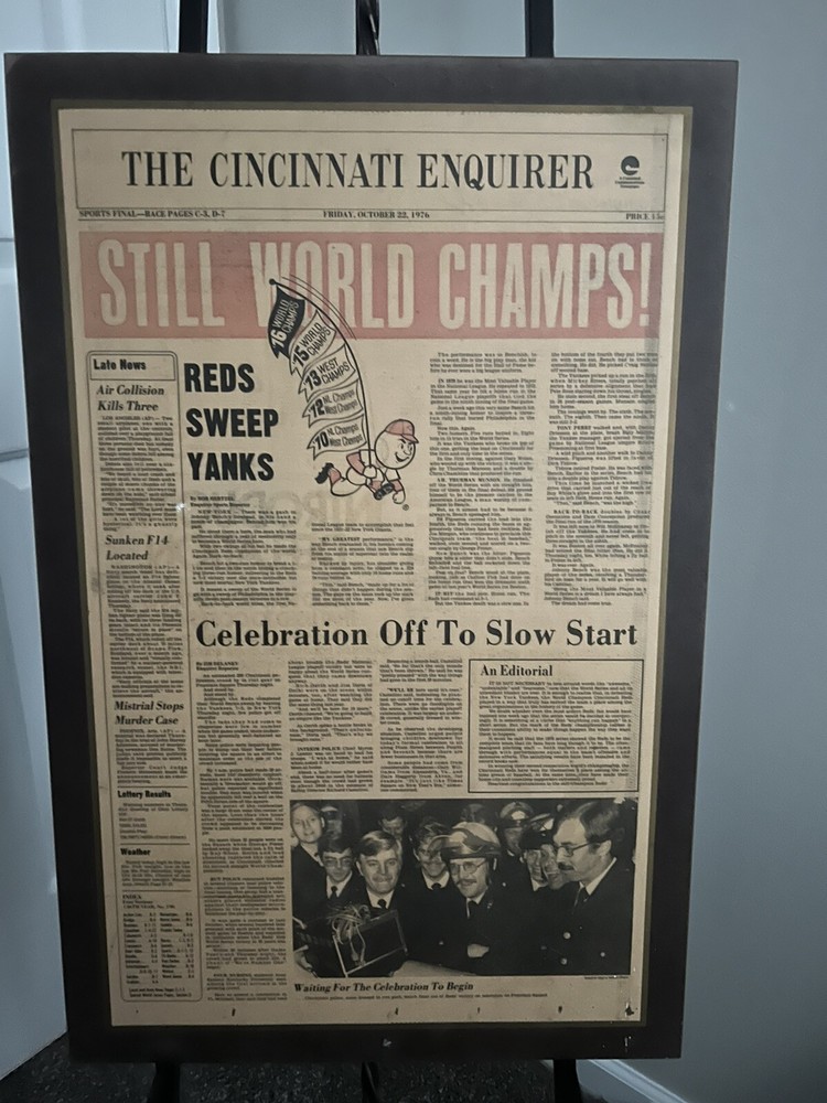 Cincinnati Reds Vintage Sports Memorabilia Laminated And Mounted Enquirer 1976