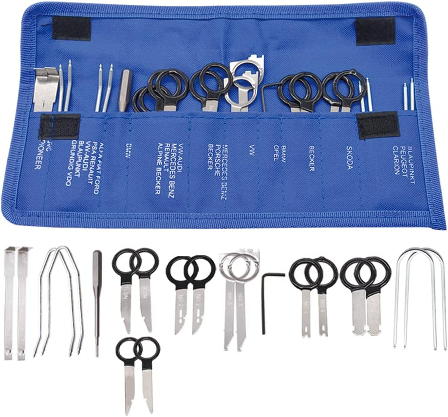 20 PCS Blue Radio Remover Key Kit for Car Radio Stereo CD Player Remover