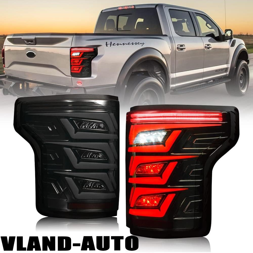 LED Tail Lights w/Animation For 2015-2020 Ford F150 Pickup Smoked Brake Light