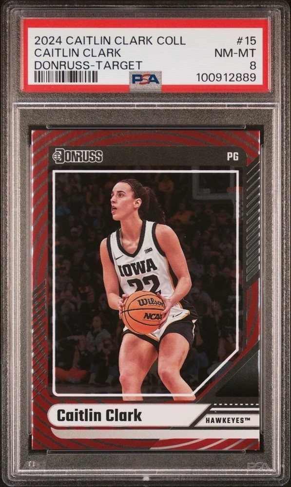 2024 Panini Donruss Caitlin Clark Iowa #15 Target Red Foil PSA 8 Graded Card