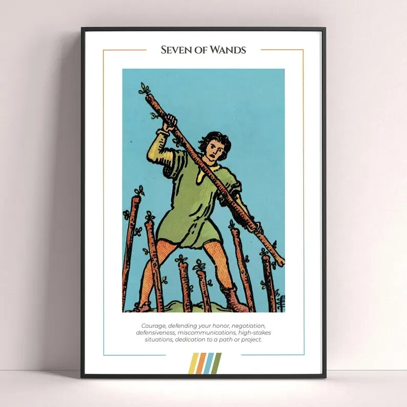 Seven of Wands Tarot Card Art Print Digital Download Poster
