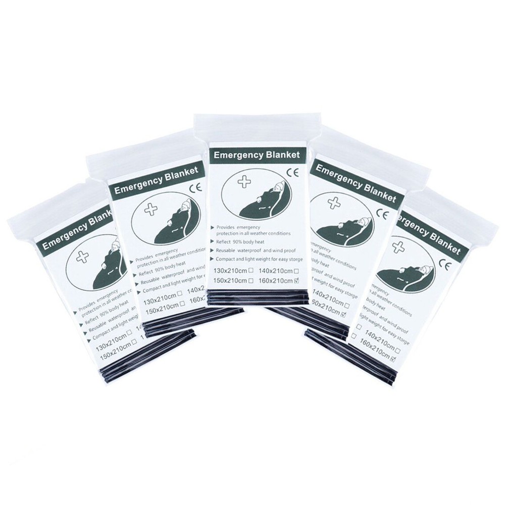 5 Pack Emergency Solar Blanket Packets Insulating Thermal Heat Survival Gear