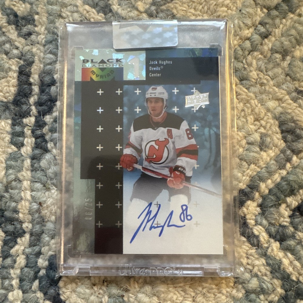 Jack Hughes 2023-24 Clear Cut Diamond ON CARD AUTO /25 Devils USA SSP