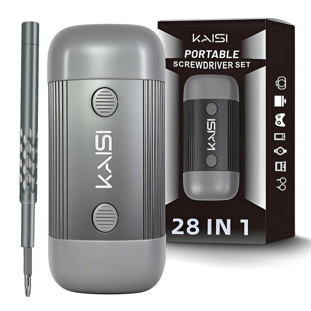 28-in-1 Precision Screwdriver Set with Mini Flathead, Phillips & Torx T1-T20 Bits