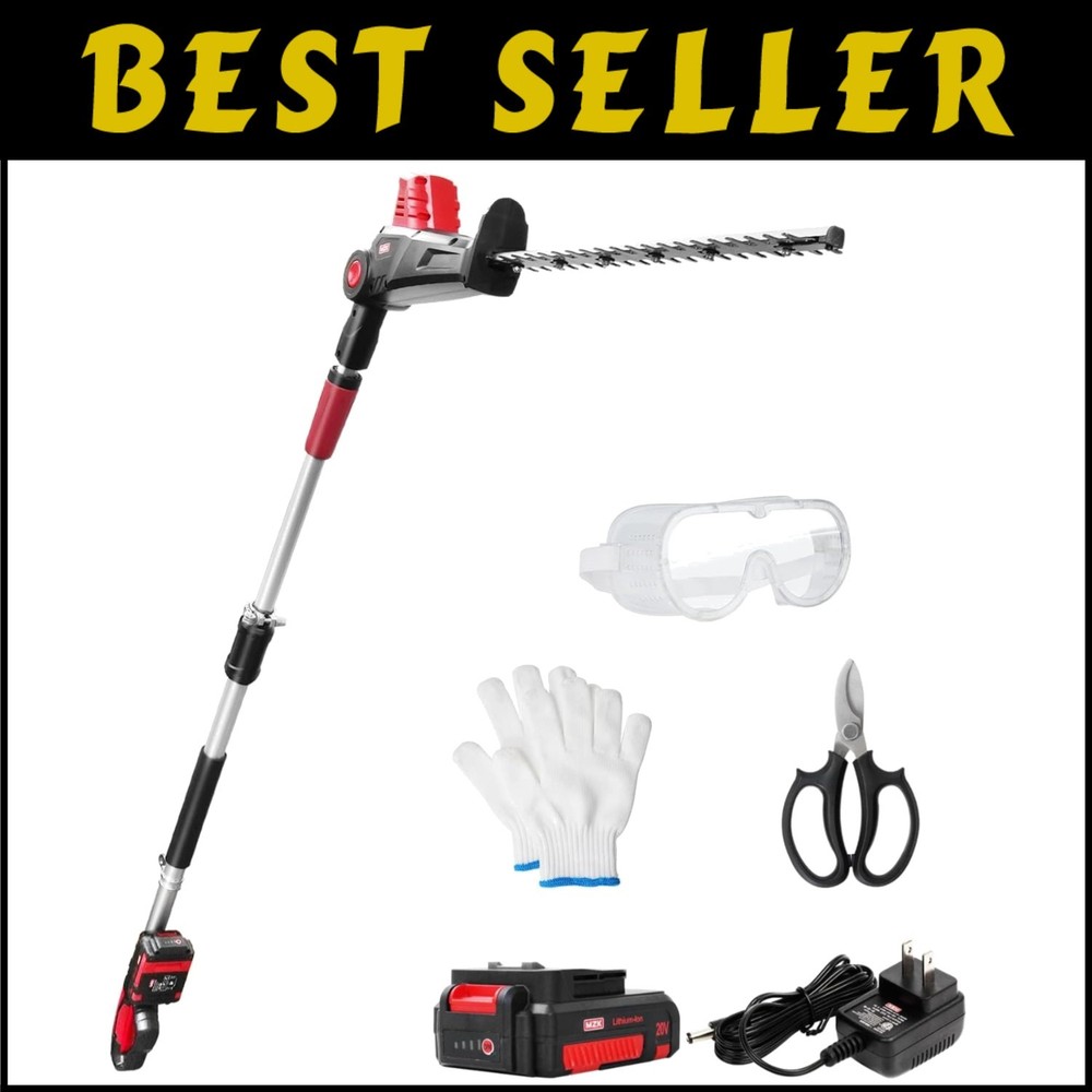 8-Foot Cordless Hedge Trimmer Attachment with Safety and Extended Reach