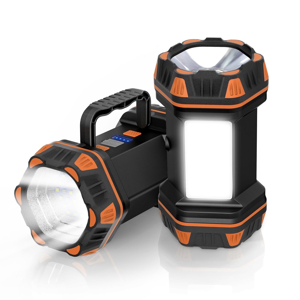 Camping Lantern Rechargeable, 2 Pack Orange LED Camping Flashlight, 4800 Capa...