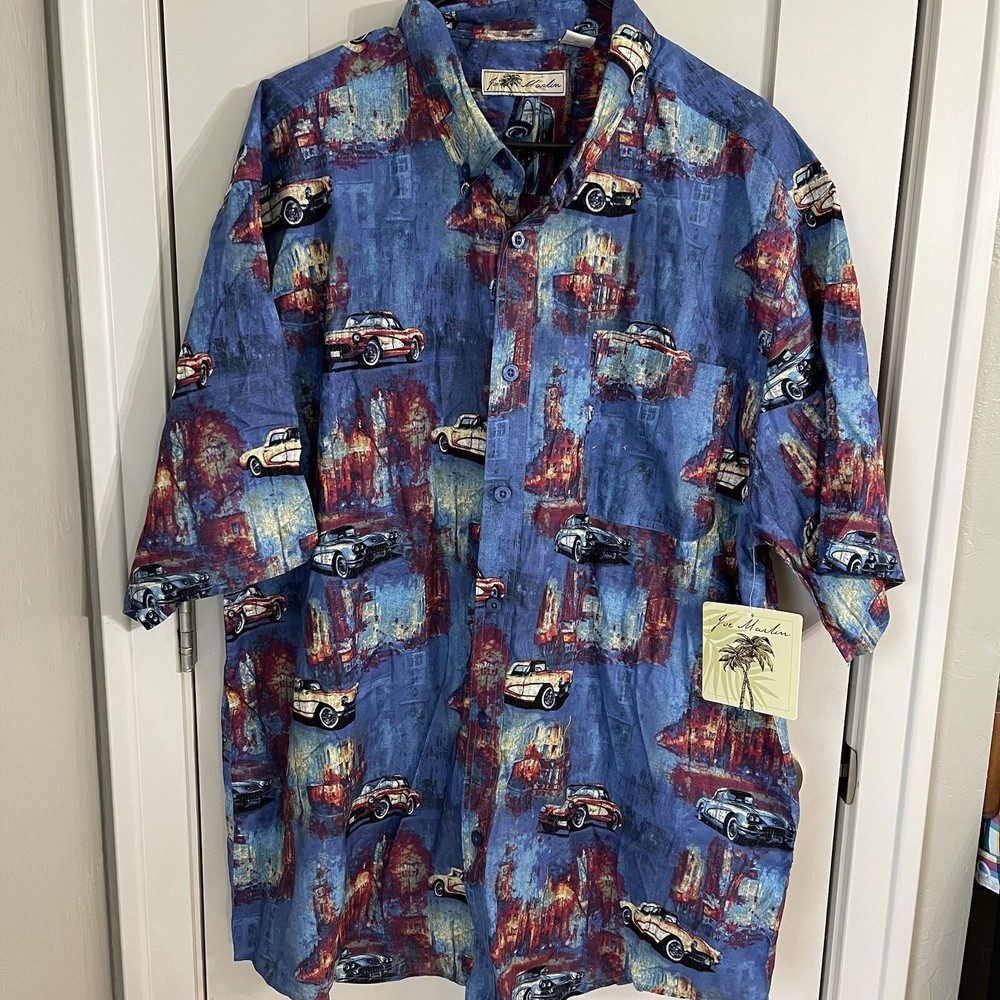 Joe Marlin Hawaiian Classic Car Corvette Button Down Shirt 3X