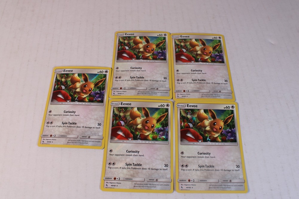 5x Eevee Holo Rare 48/68 NM Condition Hidden Fates Pokemon TCG Card