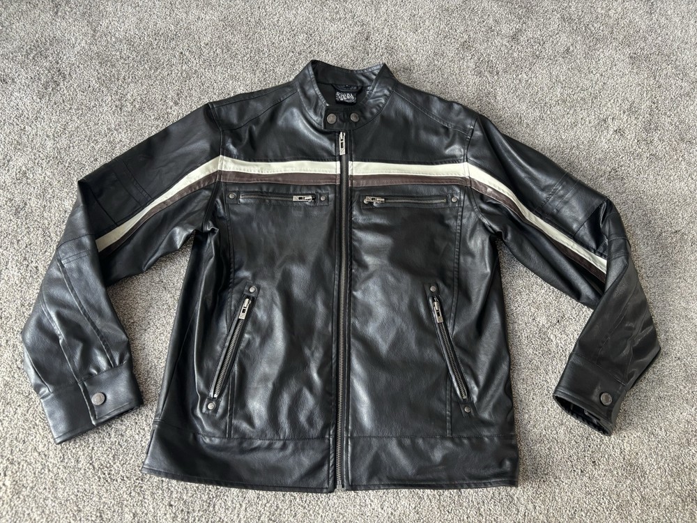 Point Zero Motorcycle Riding Jacket Mens Small Black Y2K 2000s Biker Grunge Punk