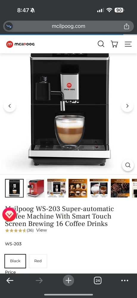 Mcilpoog WS-203 Super-automatic Espresso Coffee Machine With Smart Touch Screen