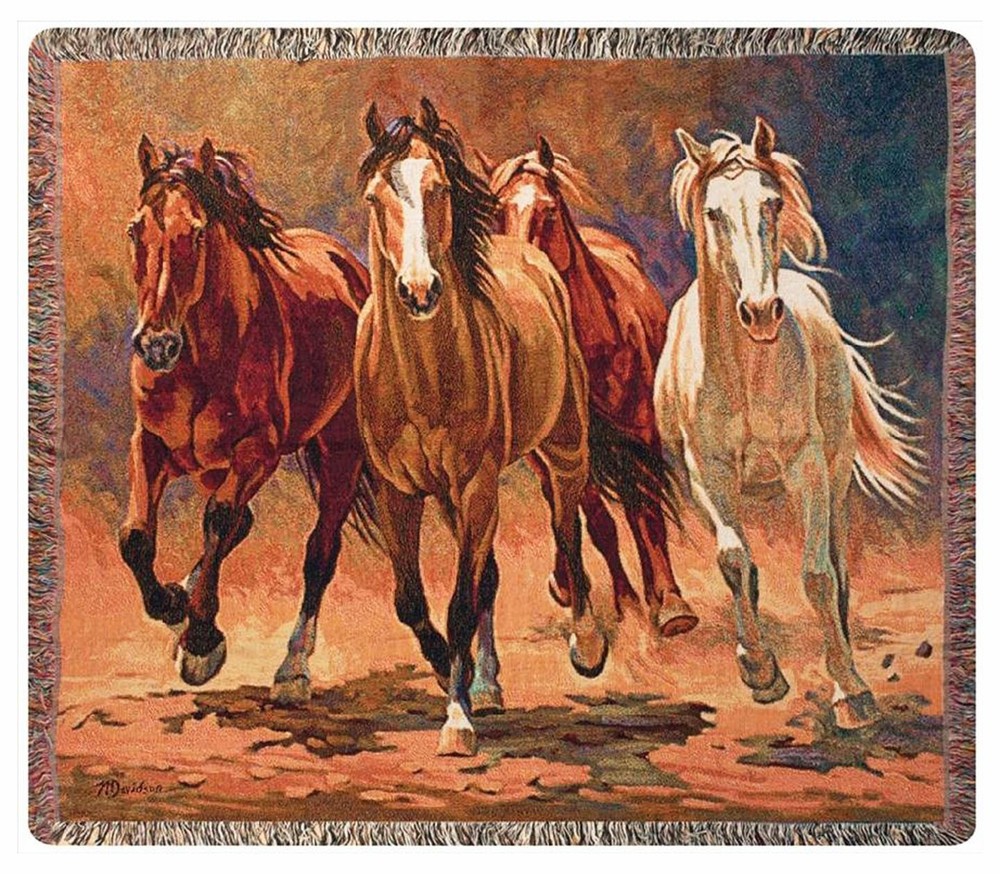 WILD STALLIONS TAPESTRY THROW BLANKET - 50
