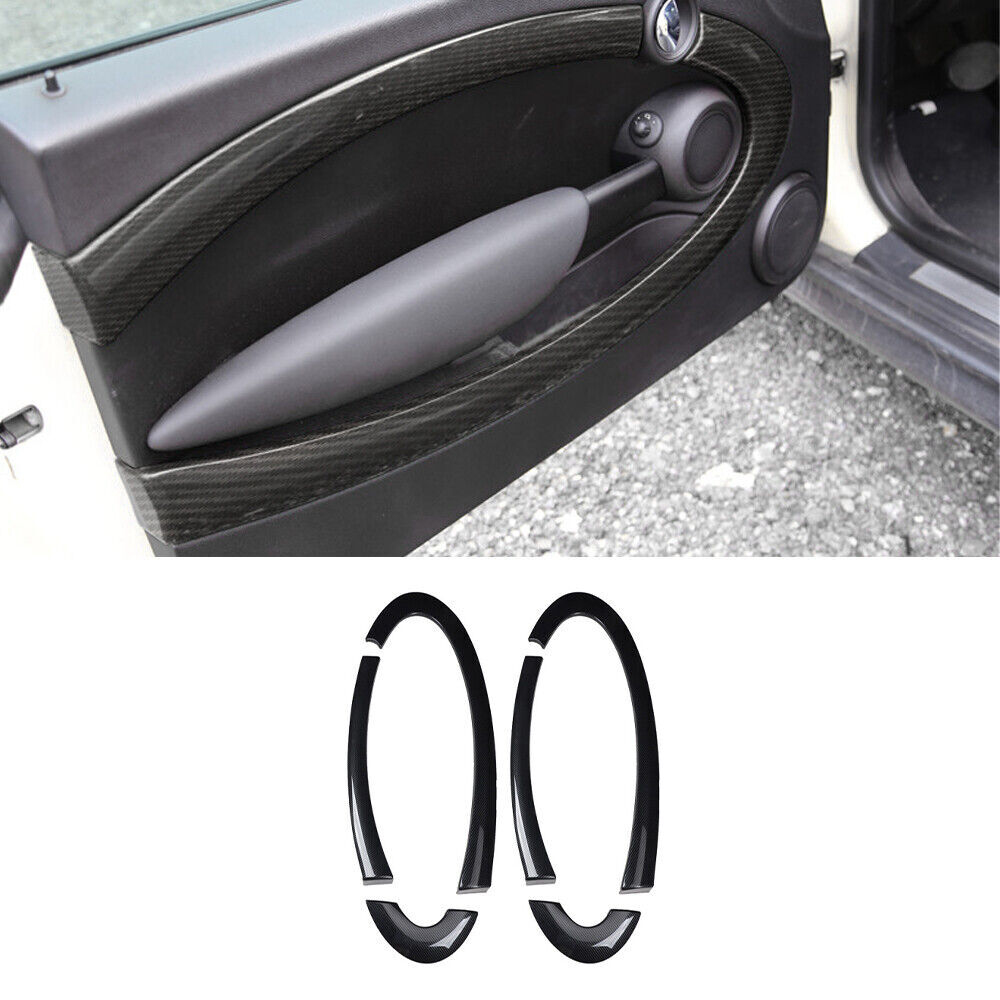 6x For Mini R55 R56 2007-2013 Abs Carbon Fiber Inner Door Panel Trim Cover Strip