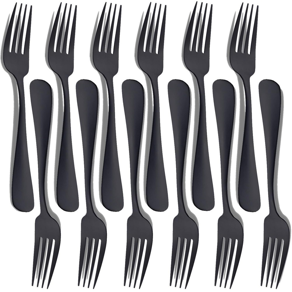 Matte Black Dinner Fork Set, 8-inch Stainless Steel Cutlery Forks, Dessert Fo...