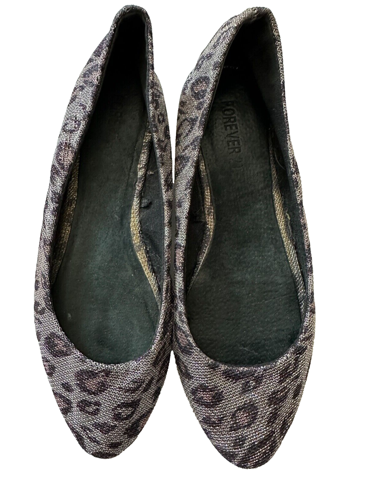 Forever 21 Animal Print Ballet Flat Metallic Women shoes size 7