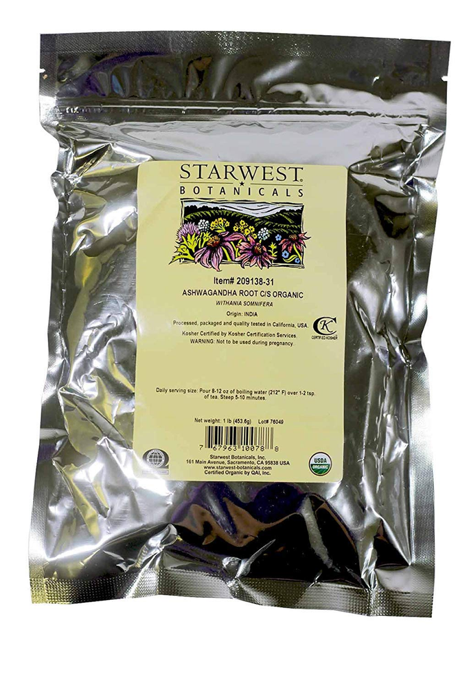 Organic Ashwagandha Root Cut and Sifted, 1 Pound