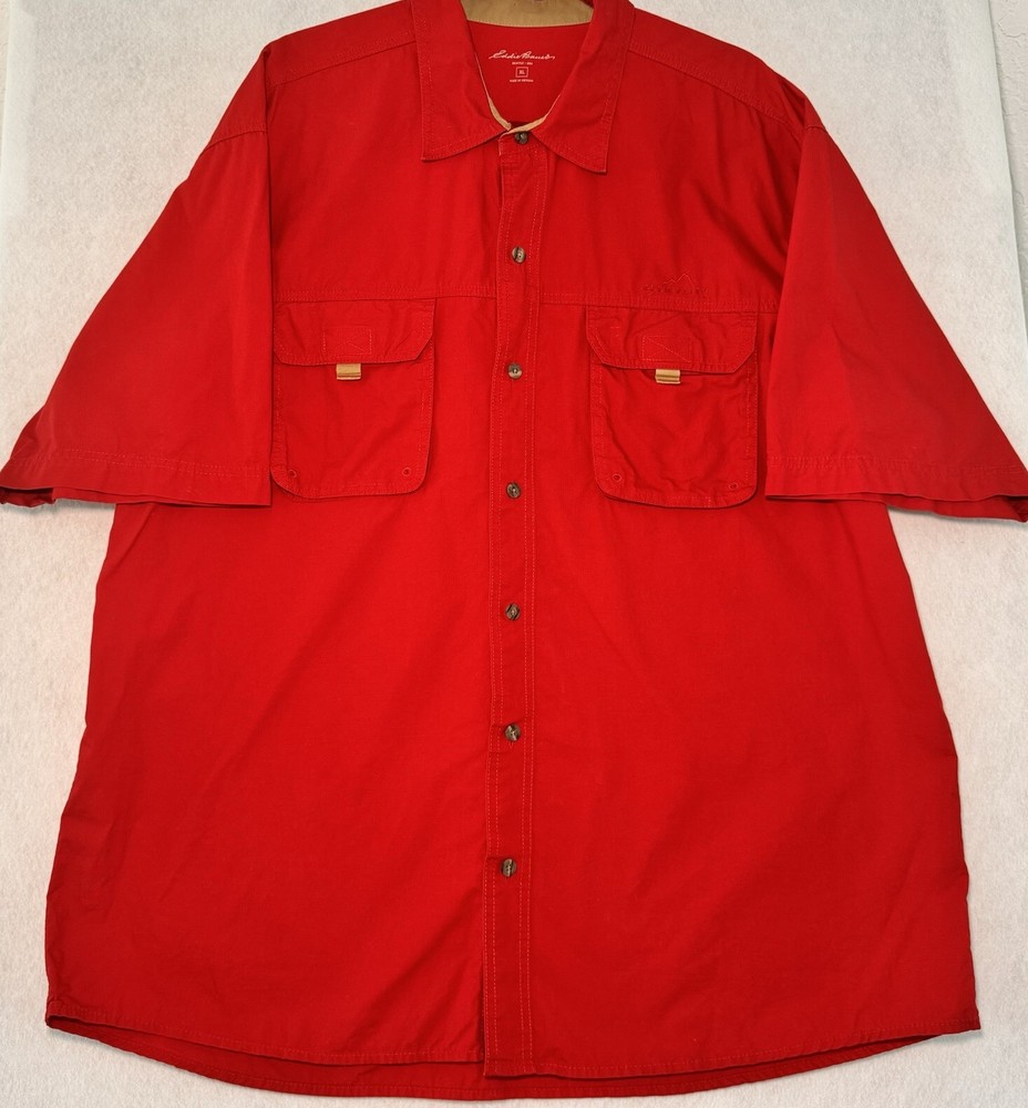 Eddie Bauer Men's XL Short Sleeve Utility Shirt for Outdoor Camping & Fishing