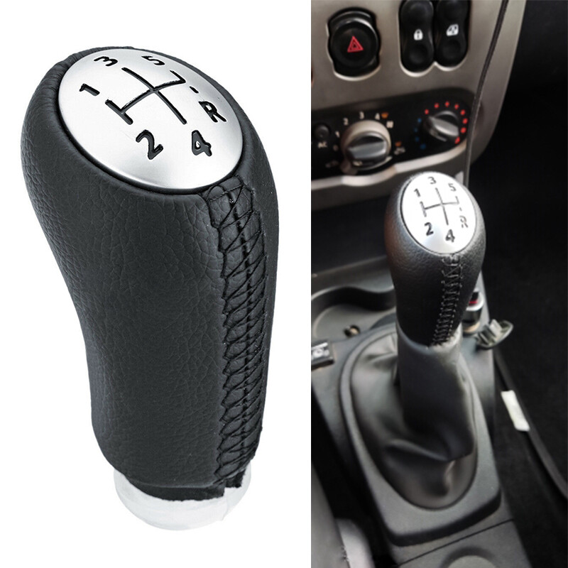 Car 5 Speed Gear Shift Knob PU Leather Fit For Renault Clio III 2005-2009