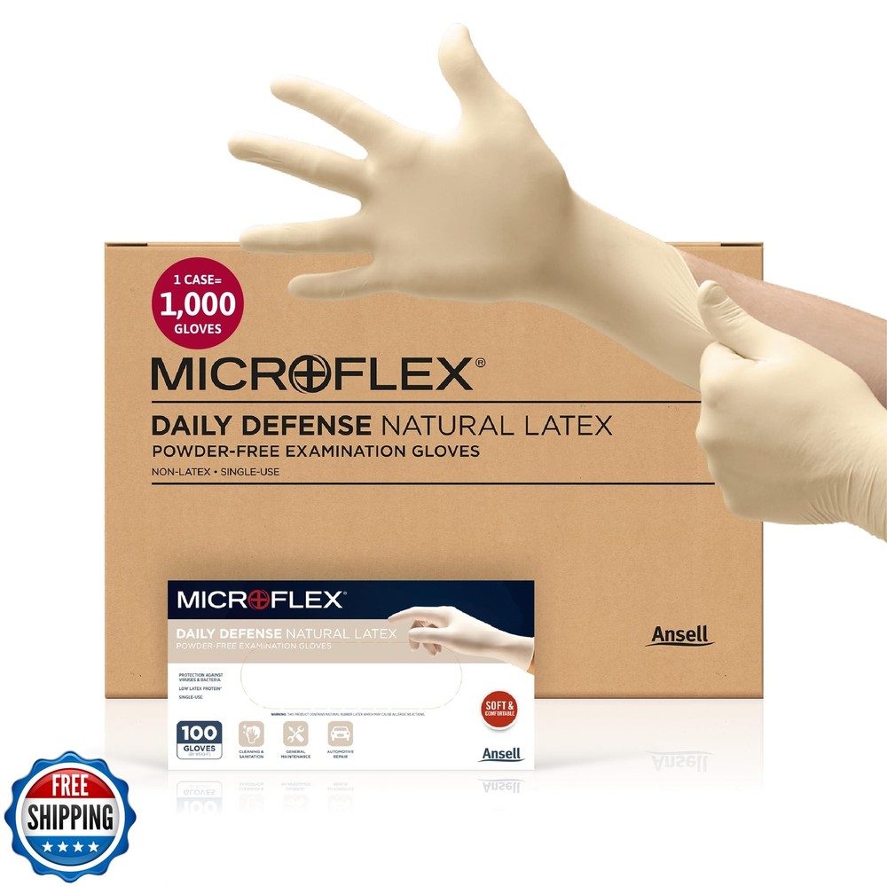 Microflex 10-754 Latex Disposable Gloves for Cleaning and Food Prep