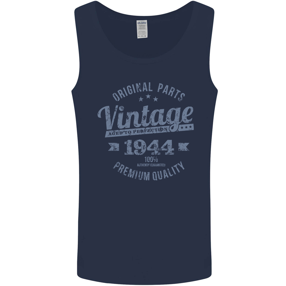 Vintage Year 81st Birthday 1944 Mens Vest Tank Top Navy Blue