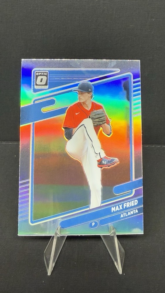 2021 Panini Donruss Optic Max Fried Silver Holo Prizm #178 Atlanta Braves Baseball Card