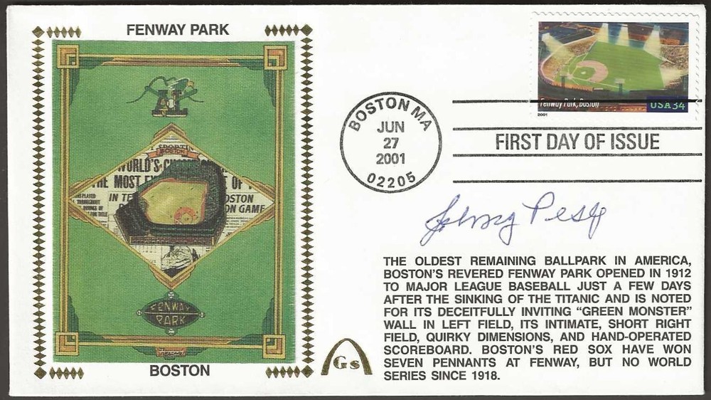 Johnny Pesky Signed Fenway Park USPS FDI Gateway Stamp Cachet Boston Red Sox