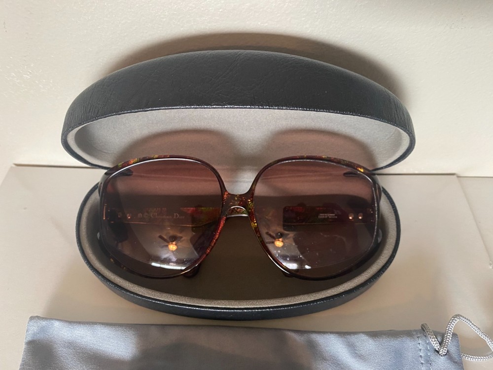 Vintage Christian Dior Oversized Butterfly Sunglasses Model 2320 Marble Glitter
