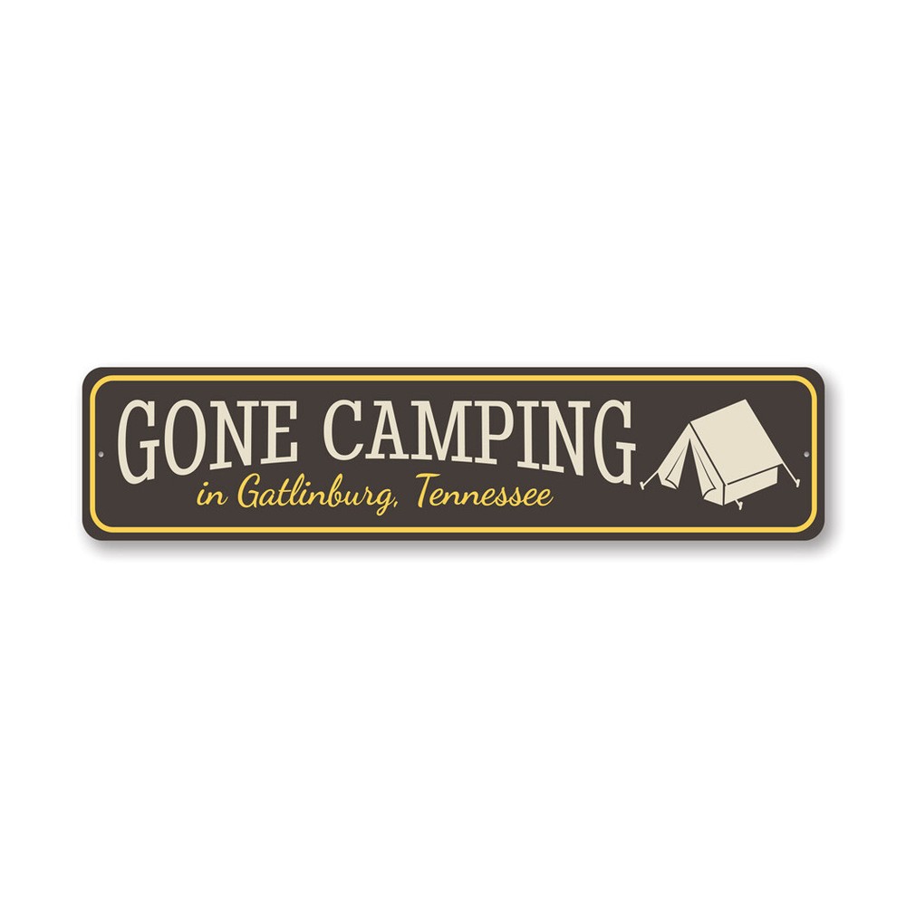 Personalized Gone Camping Metal Sign Outdoor Nature Custom Campsite Grounds