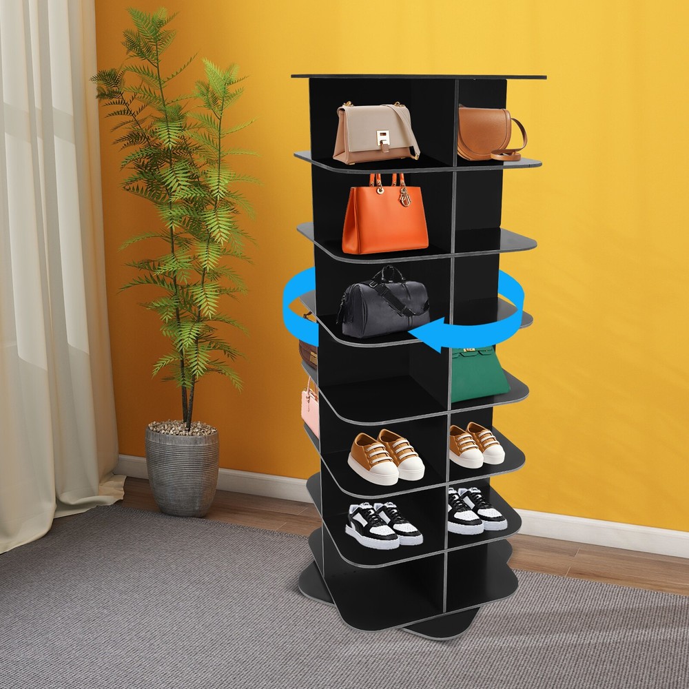 7-Tier Adjustable Rotating Shoe Rack Tower with 360 Storage Display