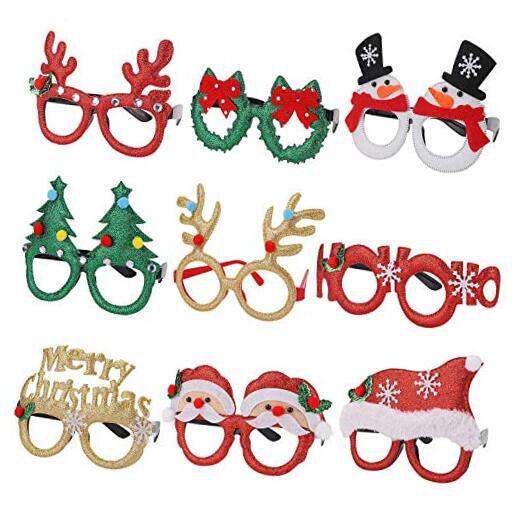 9 Pack Christmas Party Glasses Christmas Glitter Decoration Costume Eyeglasses