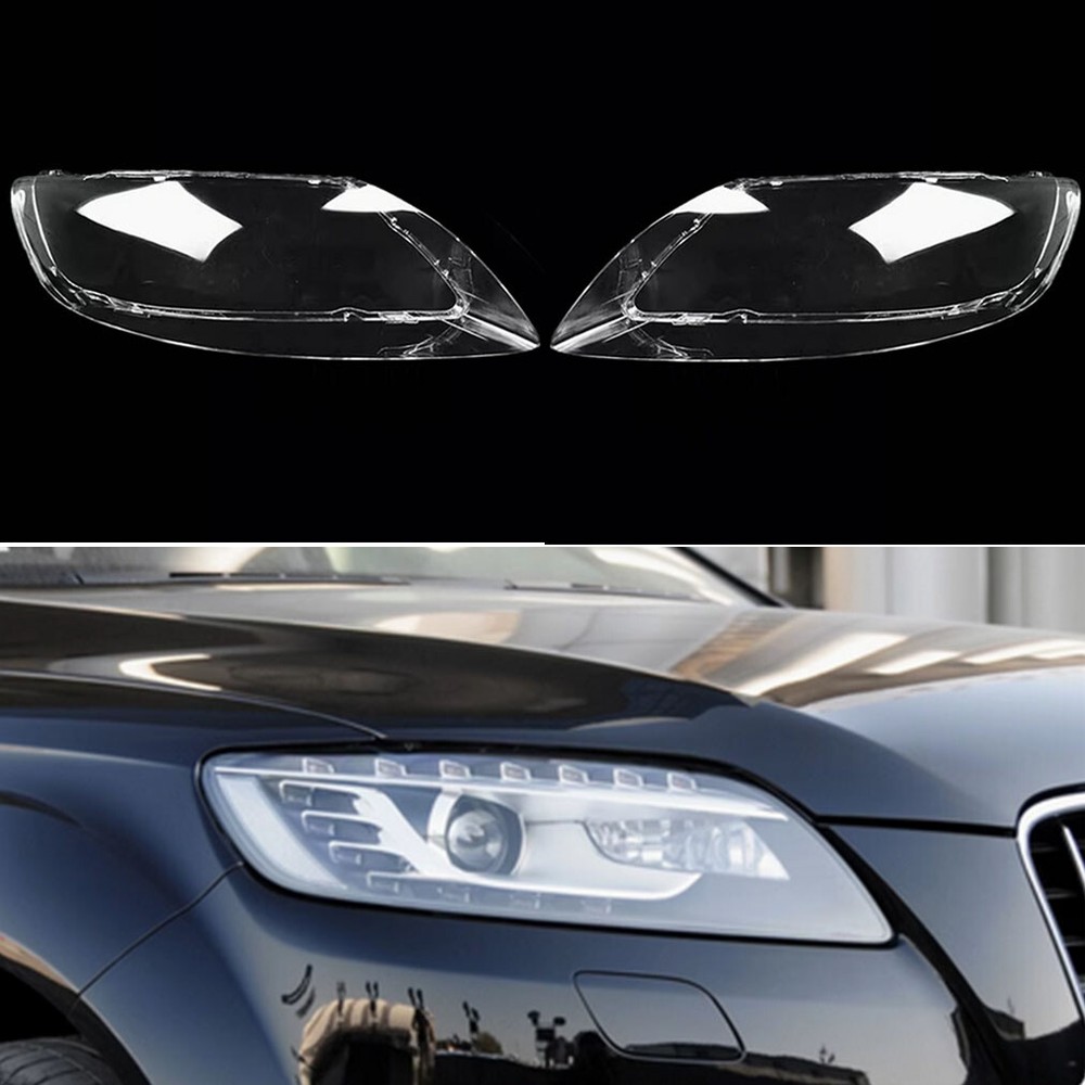 Pair of Headlight Lens Transparent Headlamp Shell Cover For Audi Q7 2006-2015