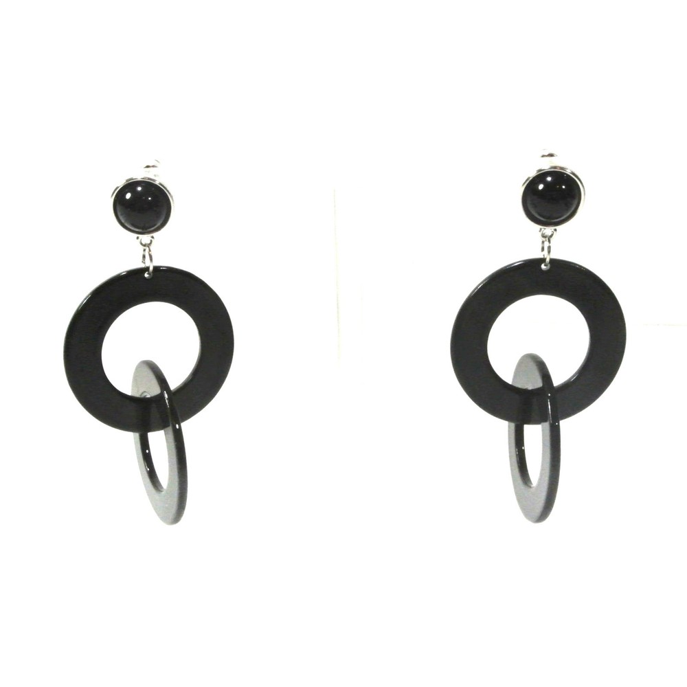 Banana Republic Women's Chunky Resin Interlocking Hoop Earrings NWT 45 black