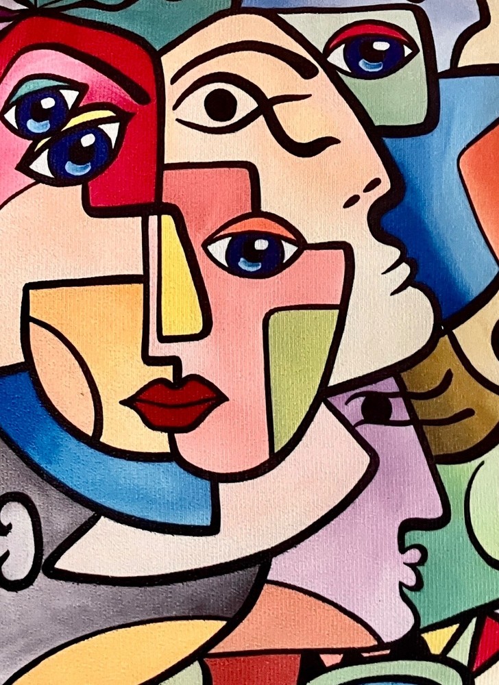 Abstract Picasso Inspired Cubist  Sofa  Pillow Cover 18 x 18 Inch