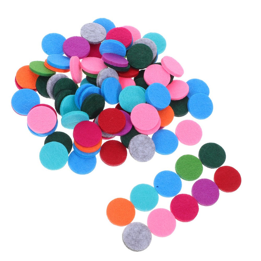 100 Pcs 17.5mm Mixed Color Felt Pads for Essential Oil Diffuser