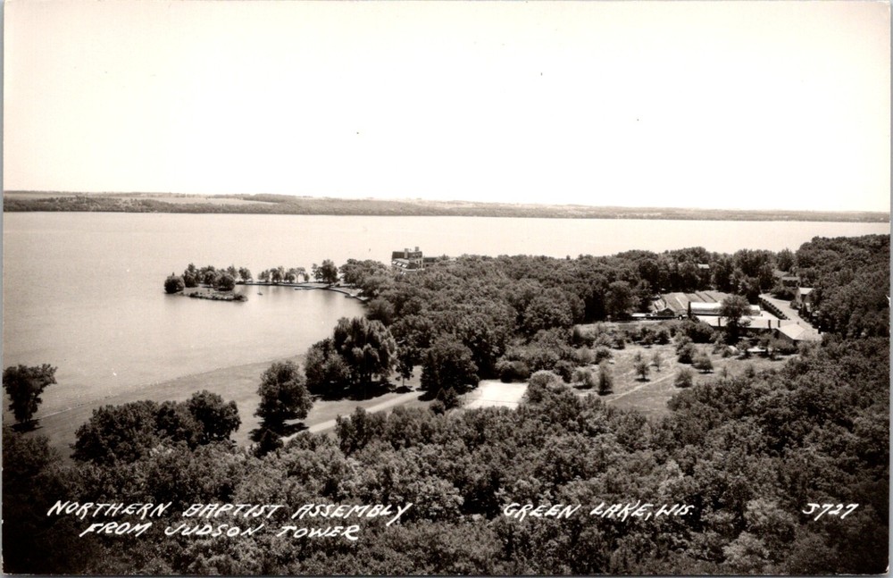 Green Lake Wisconsin View Tower Northern Baptist Assembly RPPC Postcard    16269