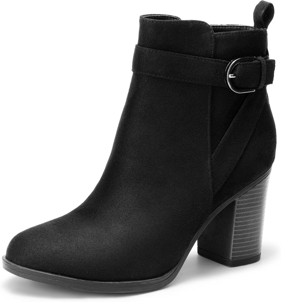DREAM PAIRS Womens Chunky High Heel Ankle Boots Round Toe Fall Style