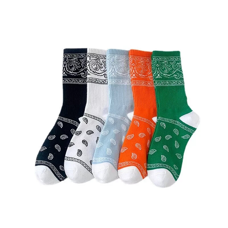 2 Pairs Paisley Crew Socks for Men and Women - Comfortable Breathable Casual Athletic Design